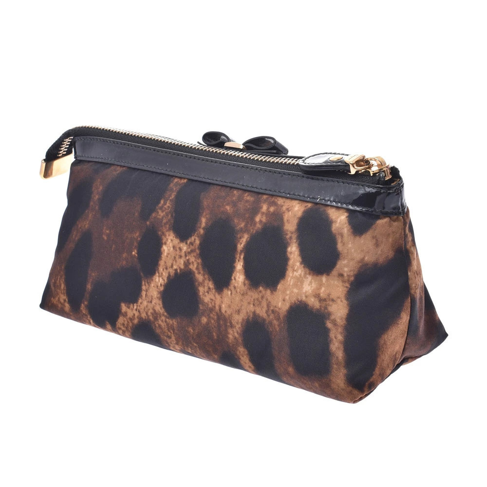 Salvatore Ferragamo Black Leopard Clutch Vara